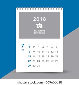 Colorful calendar Layout for 2018 years. Week starts from Sunday.