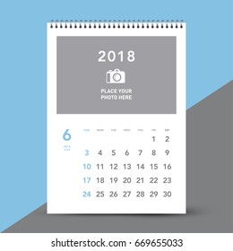 Colorful calendar Layout for 2018 years. Week starts from Sunday.