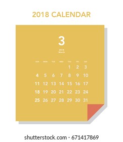 Colorful calendar Layout for 2018 years. Week starts from Sunday.