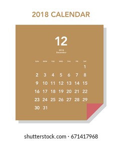 Colorful calendar Layout for 2018 years. Week starts from Sunday.