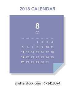 Colorful calendar Layout for 2018 years. Week starts from Sunday.