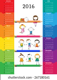 Colorful calendar for the new year 2016