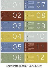 Colorful calendar for the new year 2016