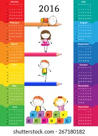 Colorful calendar for the new year 2016