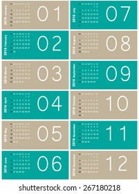 Colorful calendar for the new year 2016