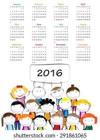 Colorful calendar for the new year 2016