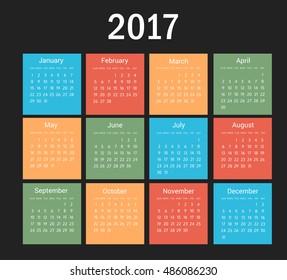 Colorful Calendar of New Year 2017 - Vector EPS10