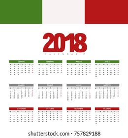 Colorful calendar for the new year - 2018 Italy
