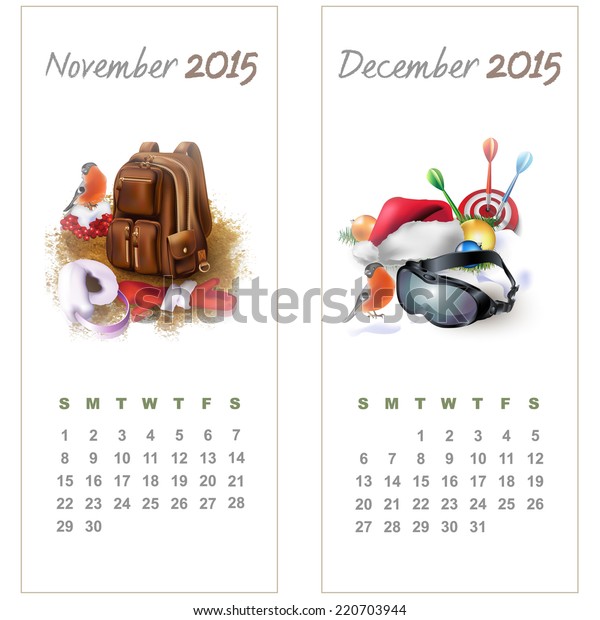 colorful calendar novemberdecember 2015 seasonal design november december 2015 calendar