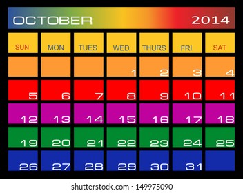 Colorful Calendar October 2014