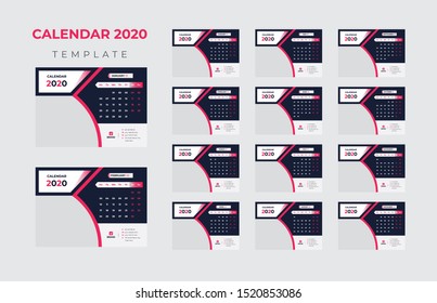 Colorful Calendar Template. Design 2020