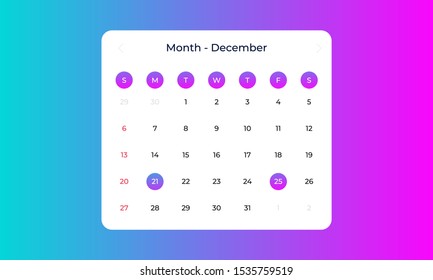 colorful calendar ui element vector