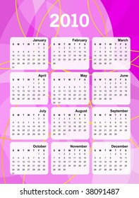 Colorful Calendar for year 2010