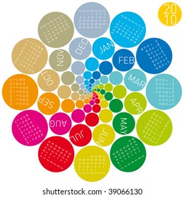 Colorful Calendar for year 2010, rotating design, in vector format.