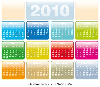 Colorful Calendar for year 2010 in vector format