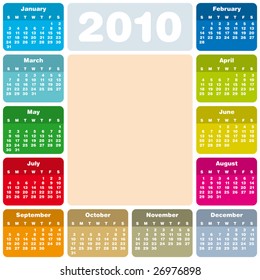 Colorful Calendar for year 2010 in vector format