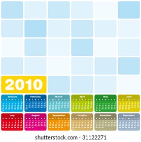 Colorful Calendar for year 2010 in vector format