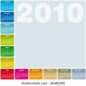 Colorful Calendar for year 2010 in vector format