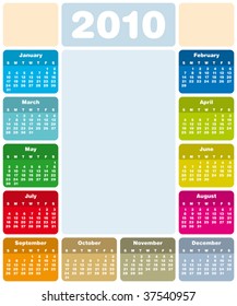 Colorful Calendar Year 2010 Vector Format Stock Vector (Royalty Free ...