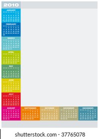 Colorful Calendar for year 2010 in vector format