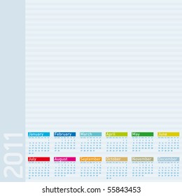 Colorful Calendar for year 2011, vector format.