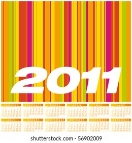 Colorful Calendar for year 2011, in vector format. Week starts on Sunday.