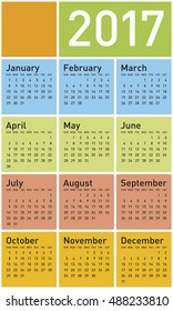 Colorful Calendar for Year 2017, in vector format.