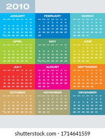 Colorful Calendar for year 2021 in vector format. 