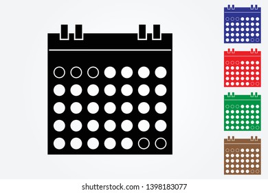 Colorful calendars vector with full month and days on white background illustration