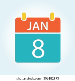 Colorful calender icon - Jan 8