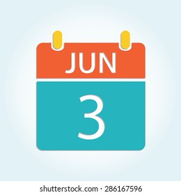Colorful calender icon - Jun 3