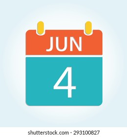 Colorful calender icon - Jun 4