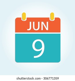 Colorful calender icon - Jun 9