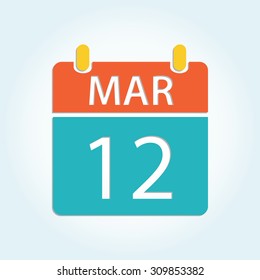 Colorful calender icon - Mar 12