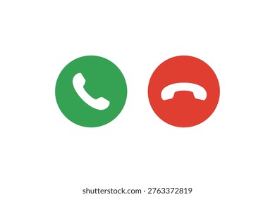 Colorful call accept and decline buttons pick up and hang up phone icon