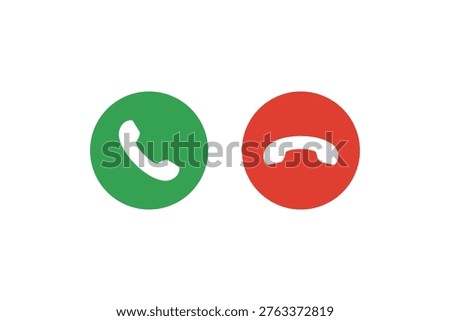 Colorful call accept and decline buttons pick up and hang up phone icon