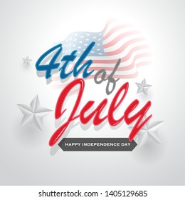 Colorful calligraphy of 4th Of July with stars decorated on glossy white background for Happy Independence Day celebration concept.
