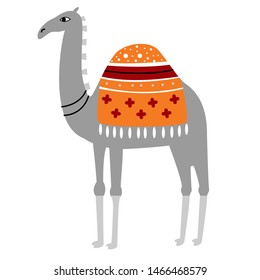 Colorful camel illustration on white background