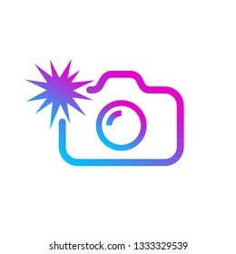 Colorful camera with flash. Camera symbol for web, app, ui and other. Vector Illustration. EPS 10