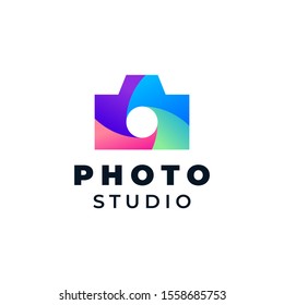 Colorful camera illustration concept for logo template illustration.