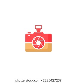 Colorful camera logo with camera lens.