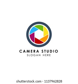 colorful camera logo template vector icon
