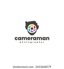 colorful camera man logo vector