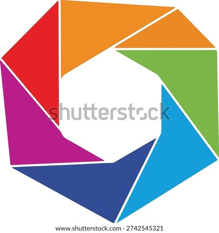 Colorful camera shutter aperture abstract geometric shape