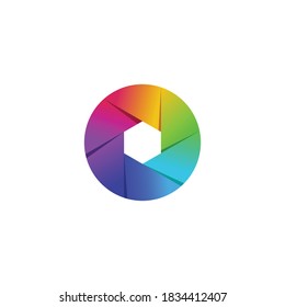 Colorful Camera shutter vector icon isolated