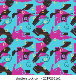 Colorful camouflage. Abstract background. Fashionable graphics. Seamless pattern. Paper wrapping pattern, fabric prints, wallpaper decor.