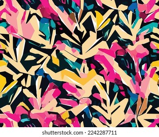 Colorful camouflage safari pattern. Illustration for wallpaper, fabrics, wrappers, postcards, greeting cards, wedding invitations, banners, web.