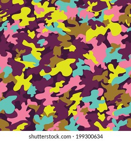 Colorful camouflage seamless patterns. Original vector background with colored spots.