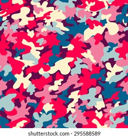 Colorful camouflage seamless patterns. Vector background with colored spots. 