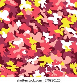 Colorful camouflage seamless patterns. Vector background with colored spots.